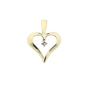 14 karaat gouden hanger van een hart met zirconia