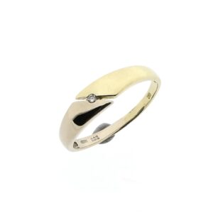 14 karaat bicolor gouden ring met diamant | 0,02 ct.