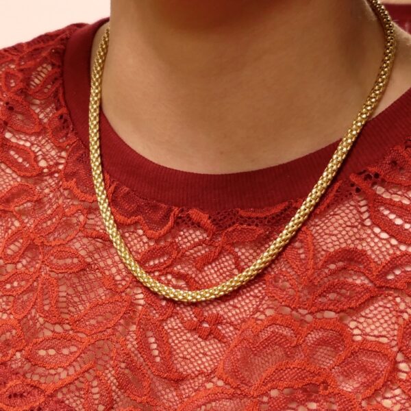 18 Krt. Gouden Mesh schakel collier; 44,5 cm | Fope