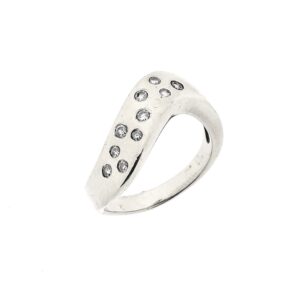 14 karaat witgouden brede ring met diamant | 0,20 ct.