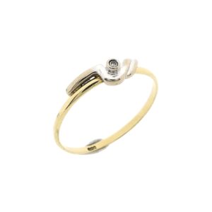 14 karaat bicolor gouden ring gezet met een 0,005 ct. diamant