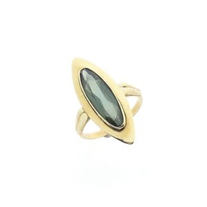 14 karaat vintage gouden ring met groene spinel