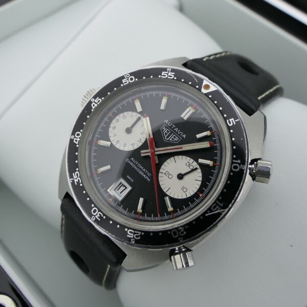 Heuer Autavia 1163; Vintage chronograaf heren horloge