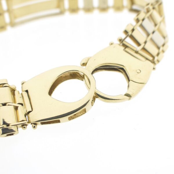 Bicolor gouden fantasie schakel armband | 21,5 cm