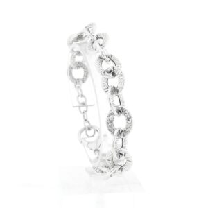 Zilveren fantasie schakel armband | 19,5 cm - 23 cm