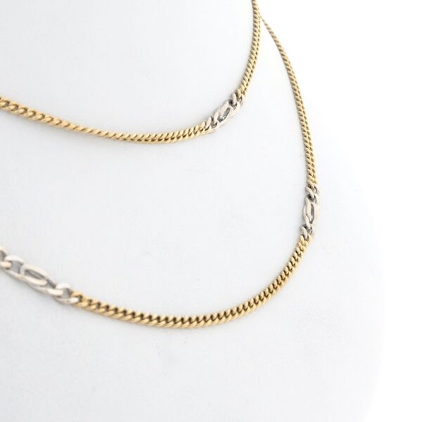 Bicolor gouden gourmet/fantasie schakel ketting | 83 cm