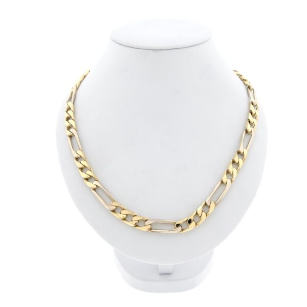 14 karaat brede bicolor figaro schakel ketting voor heren