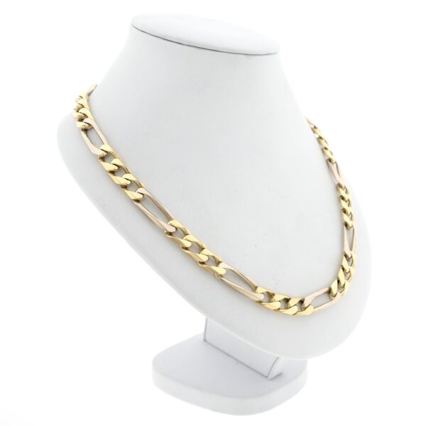Brede bicolor gouden Figaro schakel ketting; Heren | 64 cm