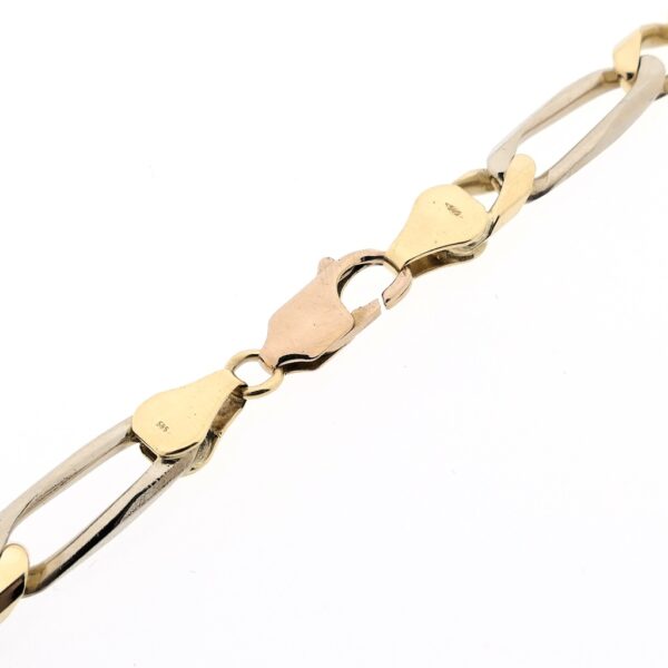 Brede bicolor gouden Figaro schakel ketting; Heren | 64 cm
