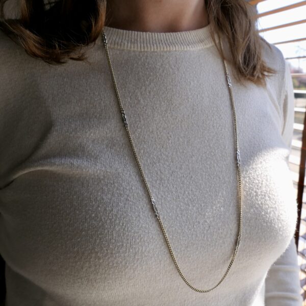 Bicolor gouden gourmet/fantasie schakel ketting | 83 cm