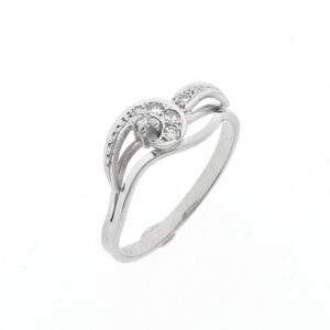 14 karaat witgouden ring gezet met totaal 0,07 ct. diamanten