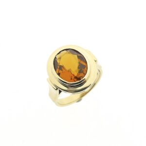 14 karaat vintage gouden solitair ring met citrien