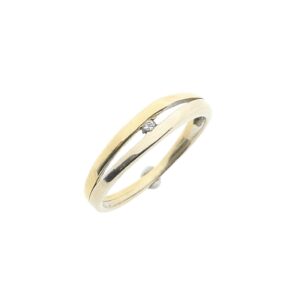 14 karaat bicolor gouden ring met zirconia