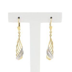 14 karaat bicolor gouden lange oorbellen met diamant | 0,01 ct.