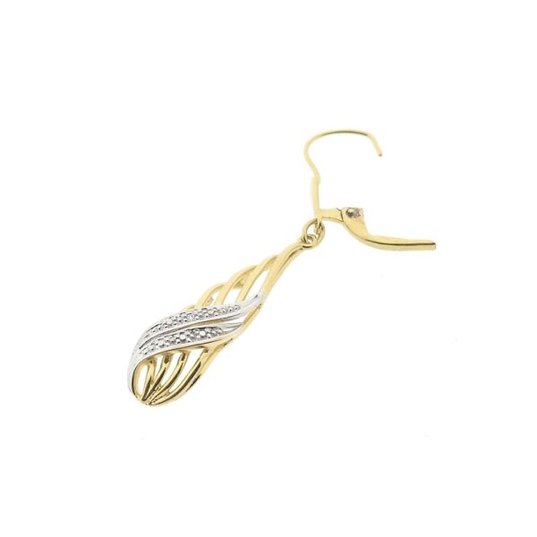 Bicolor gouden lange oorbellen met diamant | 0,01 ct.