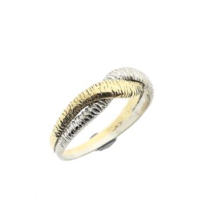 14 karaat bicolor gouden gevlochten ring