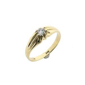 14 karaat gouden solitair ring met zirconia