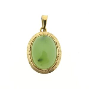 14 karaat geelgouden hanger gezet met Jade