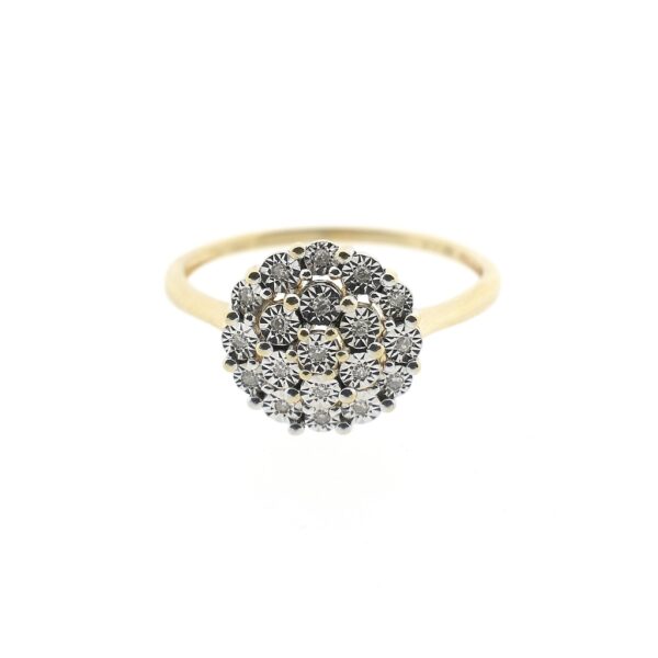 Gouden entourage ring met diamant | 0,095 ct.