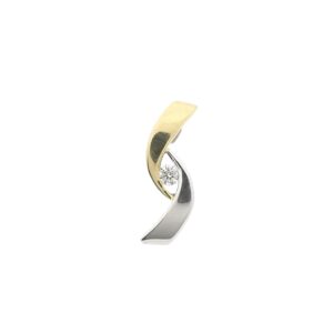 14 karaat bicolor gouden minimalistische hanger met diamant; 0,04 ct. | Passione