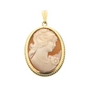 14 karaat geelgouden hanger met camee