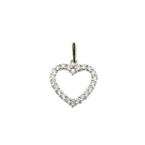 14 karaat witgouden hart hanger met zirconia