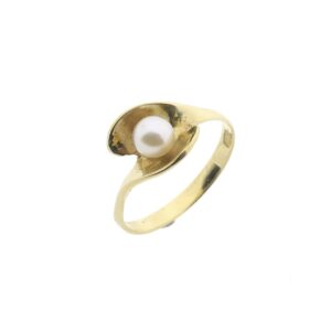 14 karaat vintage gouden ring met parel