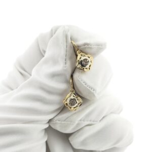 Vintage 18 karaat bicolor gouden oorbellen met zirconia