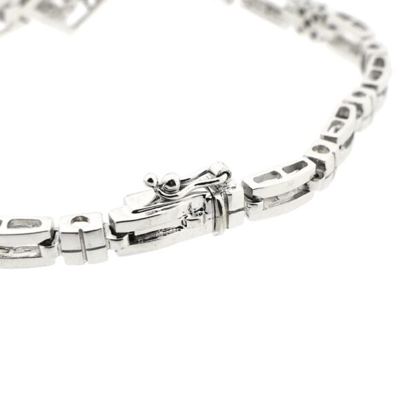 18 Krt. Witgouden schakel armband met diamant; 1,40 ct. | 18 cm