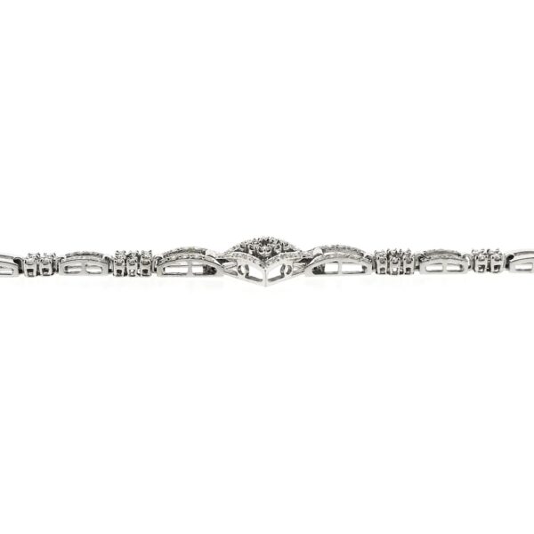 18 Krt. Witgouden schakel armband met diamant; 1,40 ct. | 18 cm