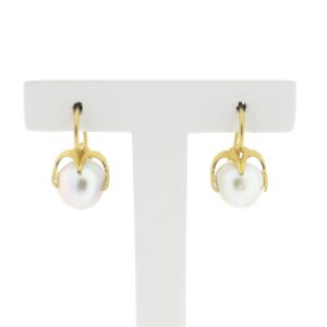 14 karaat gouden oorbellen met kunst parel | Vintage