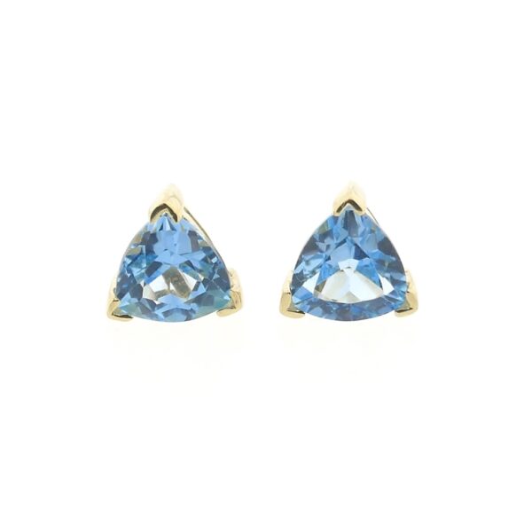 Gouden oorstekers met blauwe topaas
