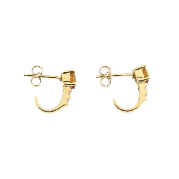 Gouden oorstekers met citrien en diamant | 0,08 ct.
