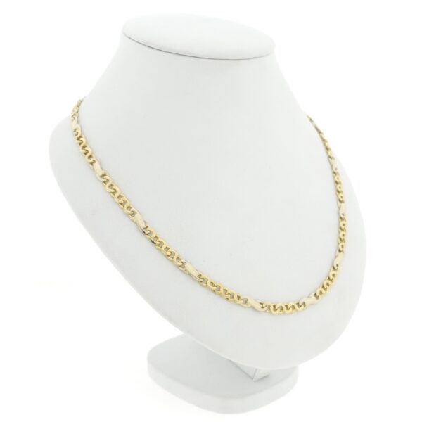 Bicolor gouden fantasie schakel ketting | 51,5 cm