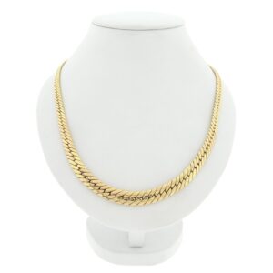 14 karaat exclusief gouden platte gourmet schakel collier | 46 cm
