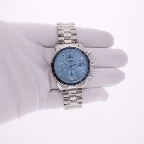 Omega Speedmaster 38 'Blue' 324.30.38.50.03.001; Chronograaf horloge (Full-set 03-2025)