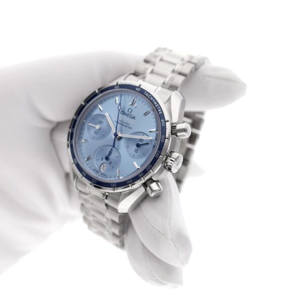 Omega Speedmaster 38 'Blue' 324.30.38.50.03.001; Chronograaf horloge (Full-set 03-2025)