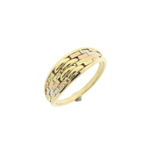 18 Krt. Tricolor gouden gewoven ring