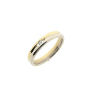 14 karaat bicolor gouden ring met diamant | 0,03 ct.